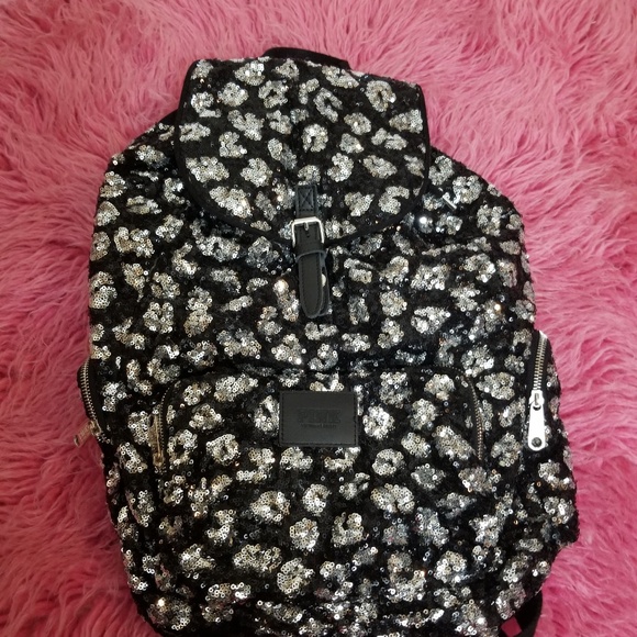 Victoria's Secret Pink Leopard Sequin Backpack! - Picture 2 of 4